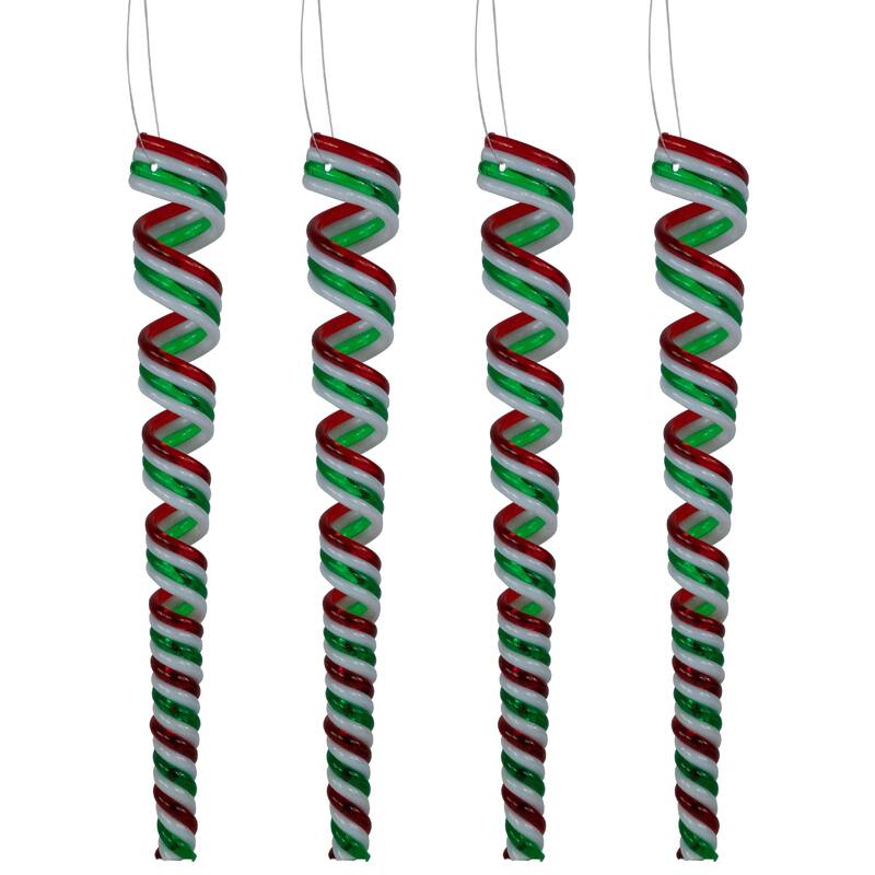 Pack of 4 Red, White and Green Candy Curls Christmas Ornaments 7"
