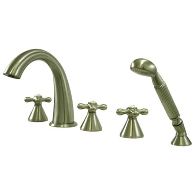 Kingston Brass Widespread Deck Mounted Roman Tub Filler with Personal