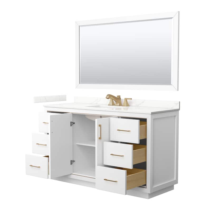 Icon 60-inch Single Vanity, Quartz Top, 58-inch Mirror