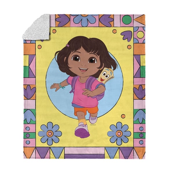 slide 2 of 36, Nickelodeon Dora the Explorer Silk Touch Sherpa Throw Blanket 50x60 - Running Dora