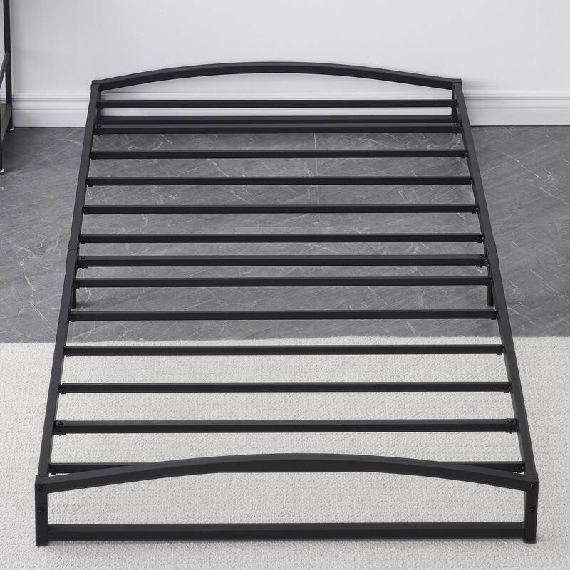 Low Bed Frame，Metal Platform Bed Frame with Arch Design