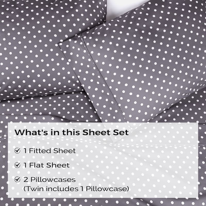 Superior Thread Count 600TC Cotton Blend Polka Dot Bed Sheet Set