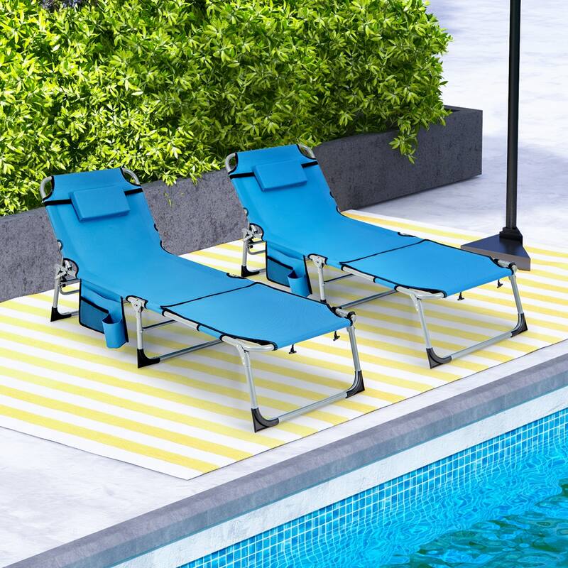 Costway Outdoor Folding Chaise 5-Position Lounge Chair with Face Hole - See Details