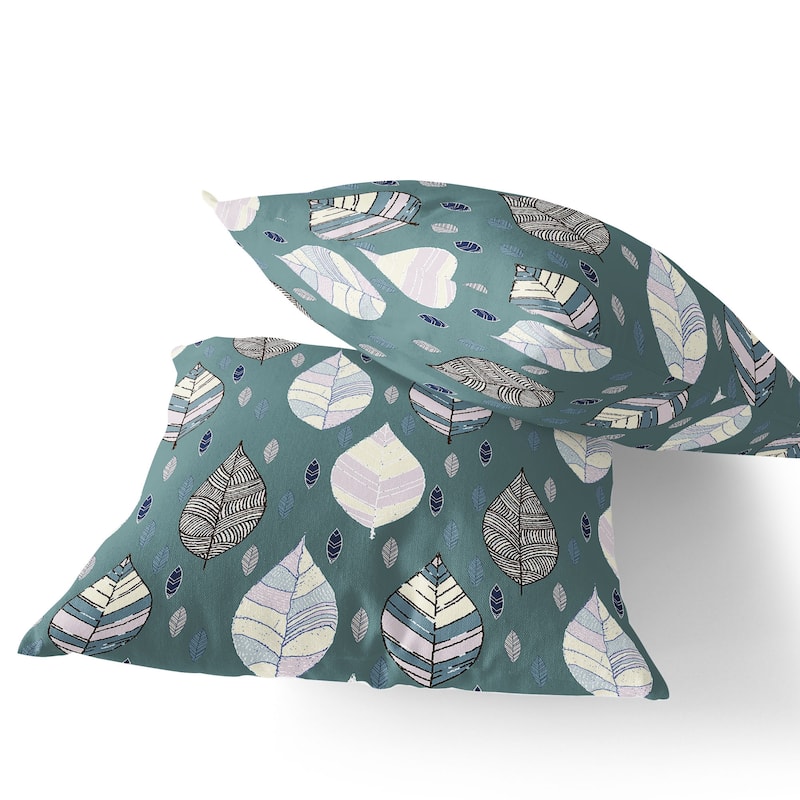 HomeRoots Set of Two 16" X 16" Green and Yellow Blown Seam Botanical Indoor Outdoor Throw Pillow - 16.00' X '16.00' X '5.00