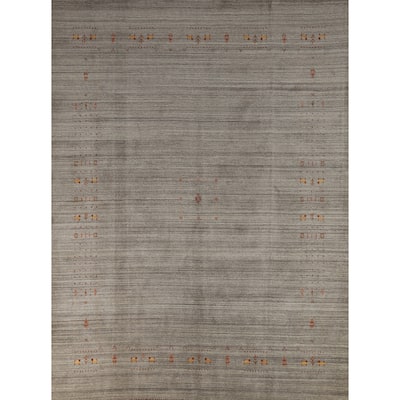 Hand Knotted Oriental 100% Wool Carpet Tribal Animal Pictorial Greys & Charcoal Gabbeh Area Rug - 9' 10'' X 8' 0''
