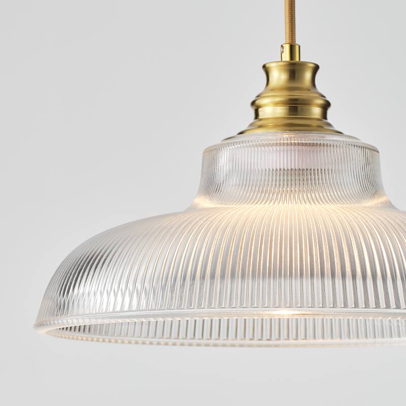 Starsky 1-Light Farmhouse Dome Ribbed Glass Texture Single Pendant