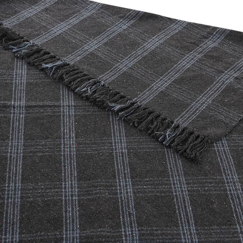 Recycled Cotton Blend Throw Blanket with Fringe
