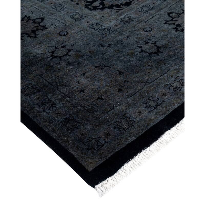 Overton Hand Knotted Wool Vintage Inspired Modern Contemporary Overdyed Gray Area Rug - 8' 10" x 16' 7"