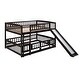 preview thumbnail 45 of 53, Low Bunk Bed with Slide, Wooden Floor Bunk Bed Frame with Fence and Ladder, for Kids Teens, Boys Girls