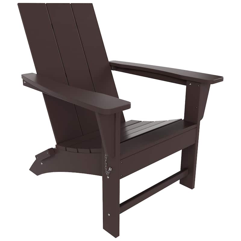 Shoreside Modern Eco-Friendly All Weather Commercial-Residential Folding Adirondack Chair - Dark Brown