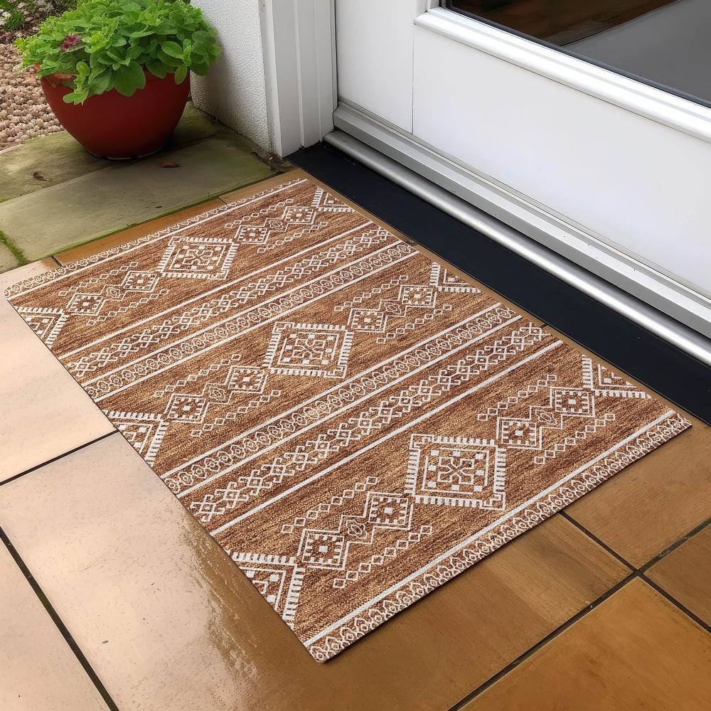 Machine Washable Indoor/ Outdoor Chantille Moroccan Boho Rug