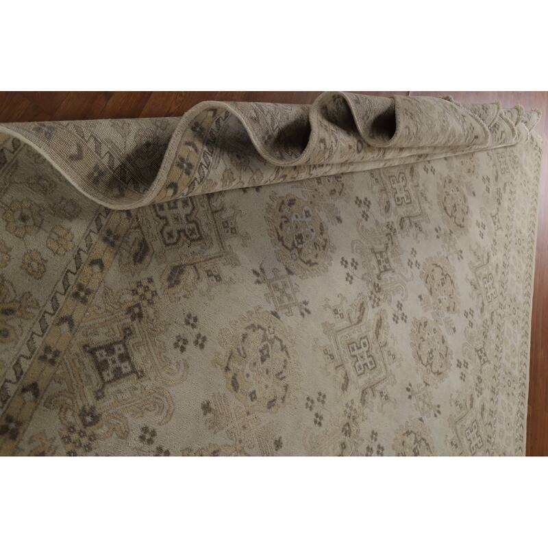 Transitional Oushak Area Rug Hand-Knotted Oriental Wool Carpet - 9'0"x 11'11"