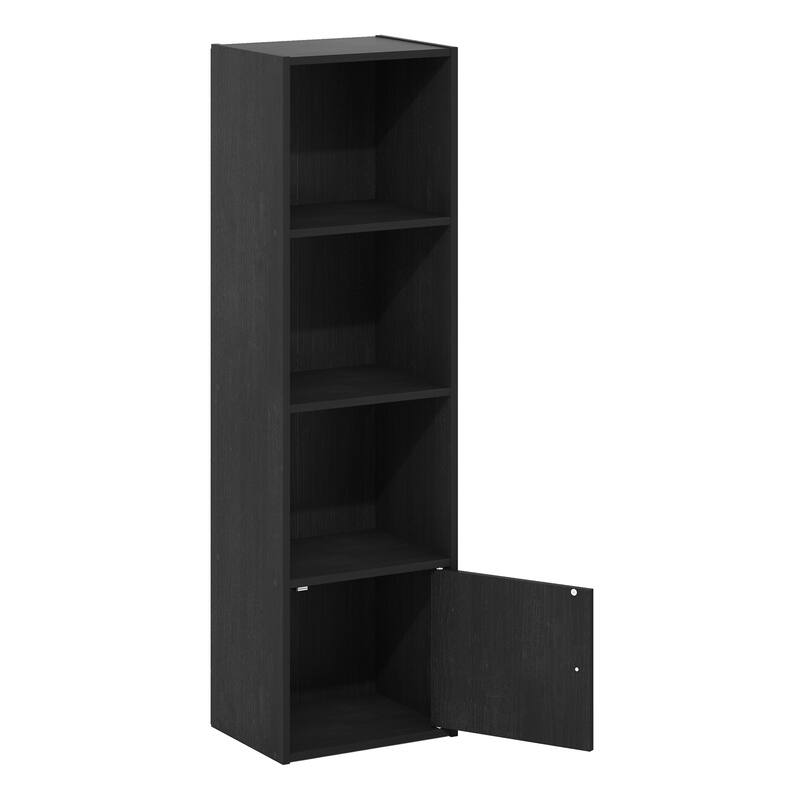 Furinno Luder 4-Tier Shelf Bookcase with 1 Door Storage Cabinet