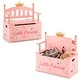 preview thumbnail 1 of 3, 2-In-1 Kids Princess Wooden Toy Box with Safe Hinged Lid-Pink - 23.5" x 12" x 25"(L x W x H)