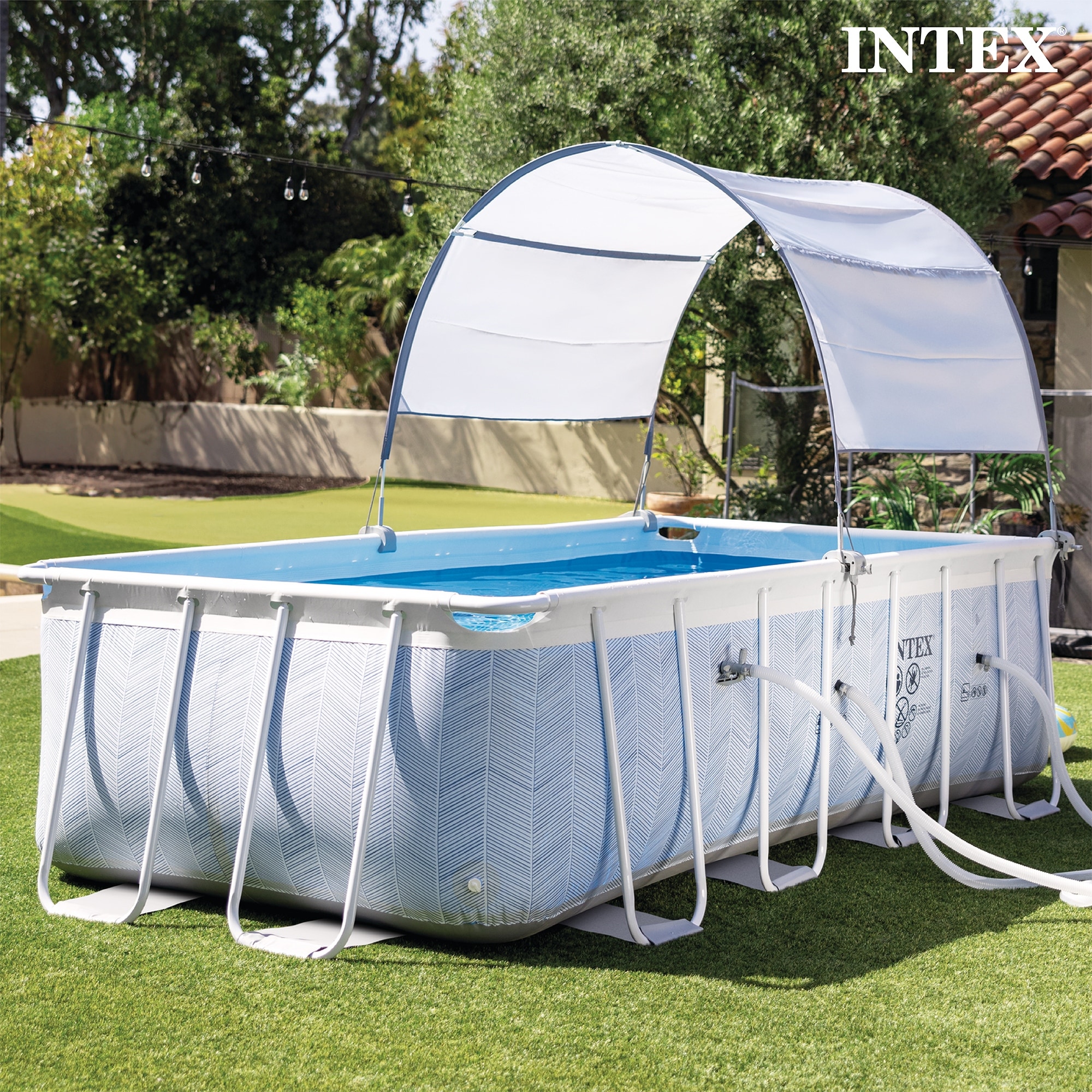 Intex 18Ft x 52In Ultra XTR Rectangular Frame Swimming Pool Kit w/Pump \u0026  Canopy, image size:2000x2000