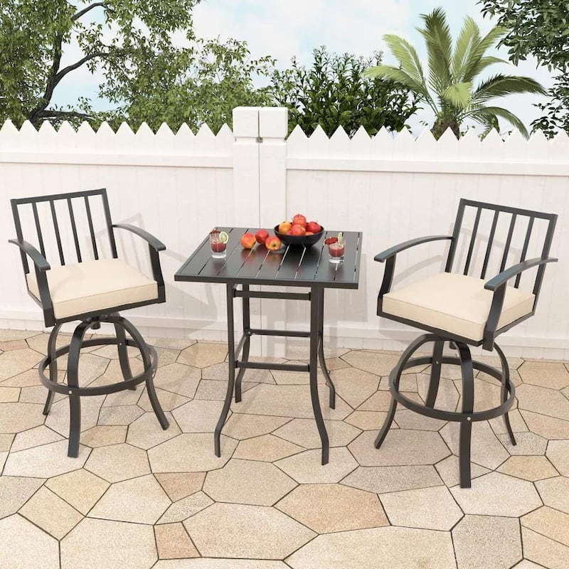 Kullavik 3PCS Full Iron Bar Table and Bar Stools