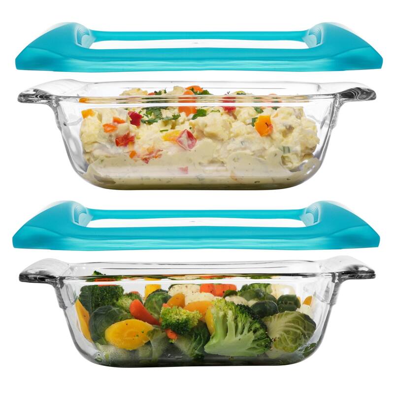 Libbey Bakers Premium 8x8 Inch Glass Baking Dish Set of 2 with Lids