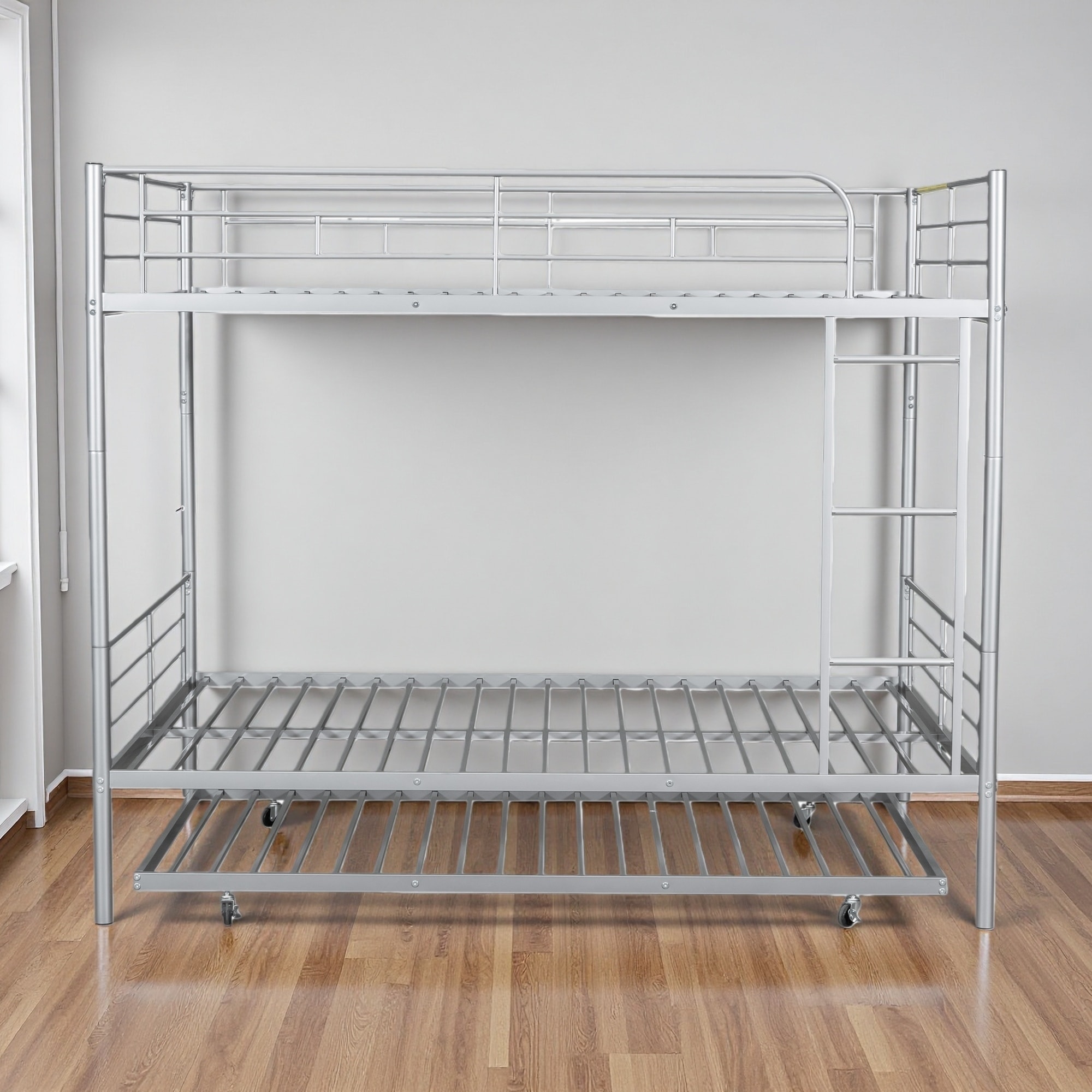 Full Over Full Iron Bunk Bed with Trundle