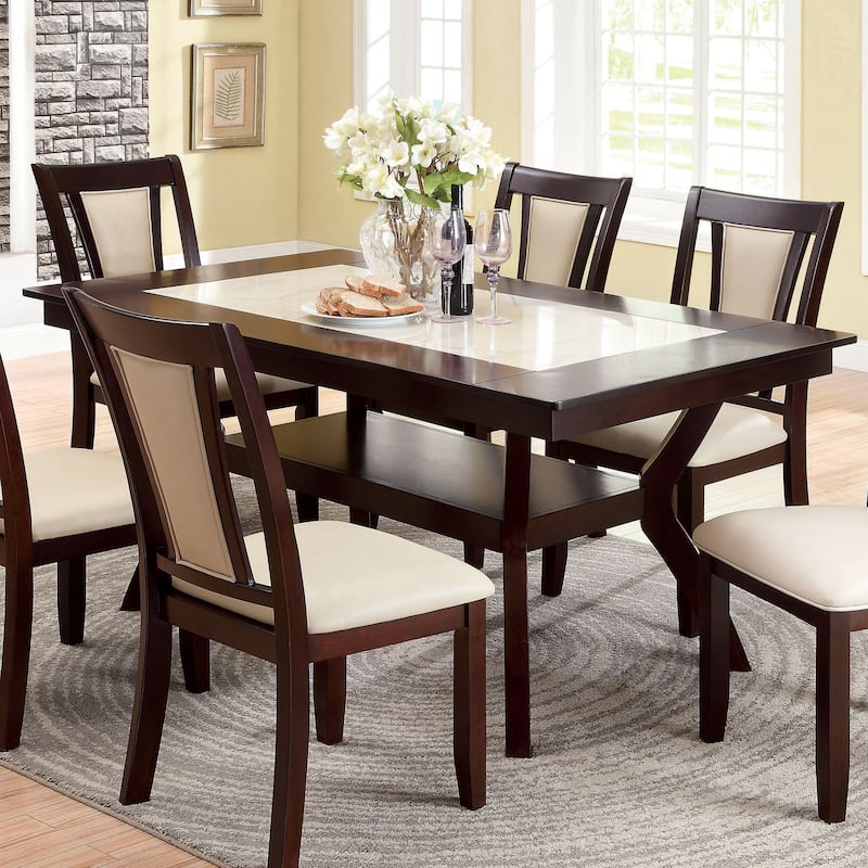 Furniture of America Copper Grove Schmidt 64-inch Wood Dining Table with Shelf
