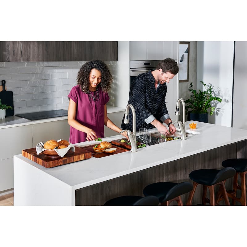 Ruvati 39-inch Workstation Dual Tier Kitchen Sink Undermount 16 Gauge Stainless Steel - RVH8299 - 39" x 19″