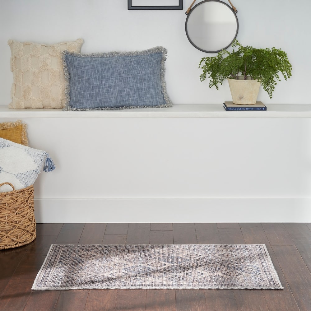 New Concept Washables Machine Washable Flatwoven Boho Medallion Area Rug