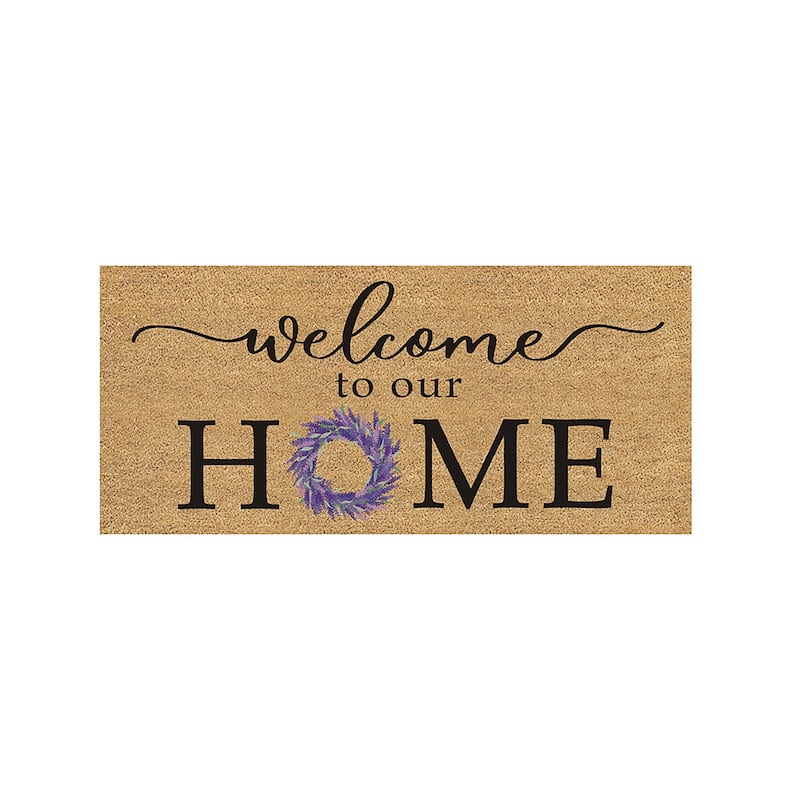 22 in. x 10 in. Welcome to Our Home Flocked Sassafras Coir Switch Mat