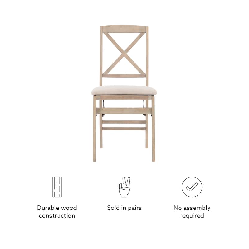 Lesvos X Back Grey Wash Folding Side Dining Chair (Set of 2)