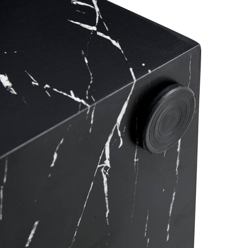 Modern Stylish Coffee Table Rectangular Coffee Table with Black Marble Texture Sticker, for Living Room
