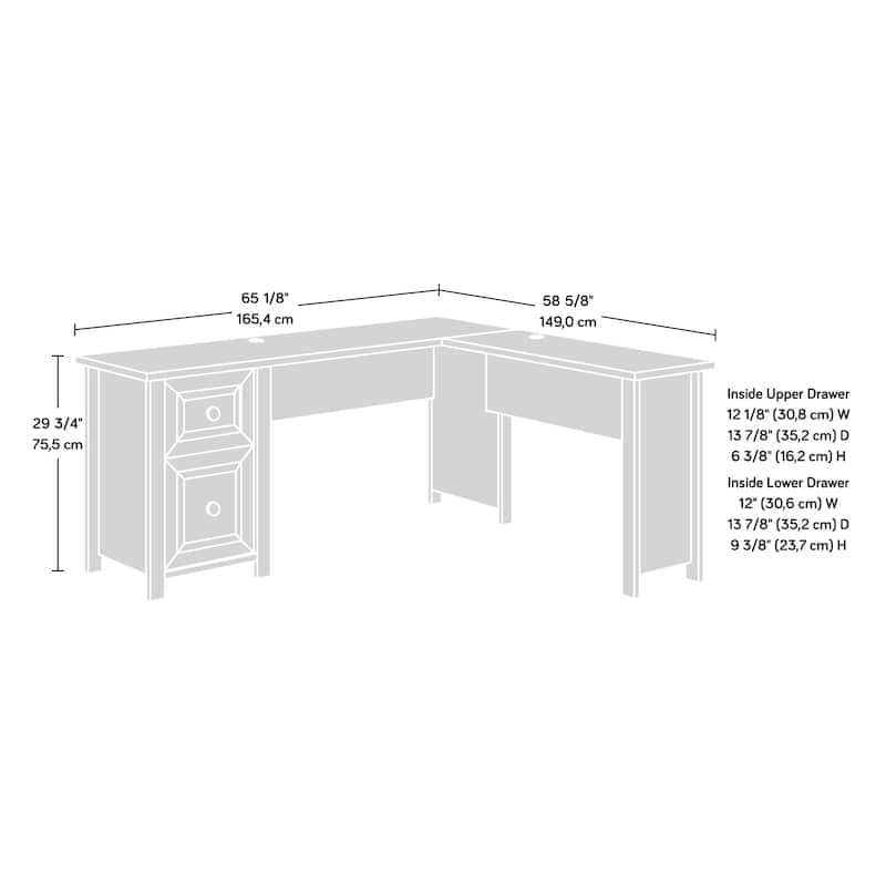 Wood L-Shaped Desk with 1-Inch Thick Surface, White Oak