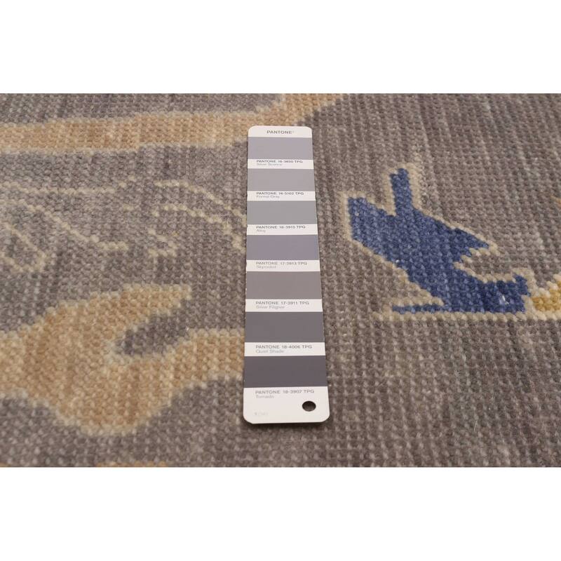 ECARPETGALLERY Hand-knotted Modern Oushak Dark Grey Wool Rug - 7'10 x 9'9