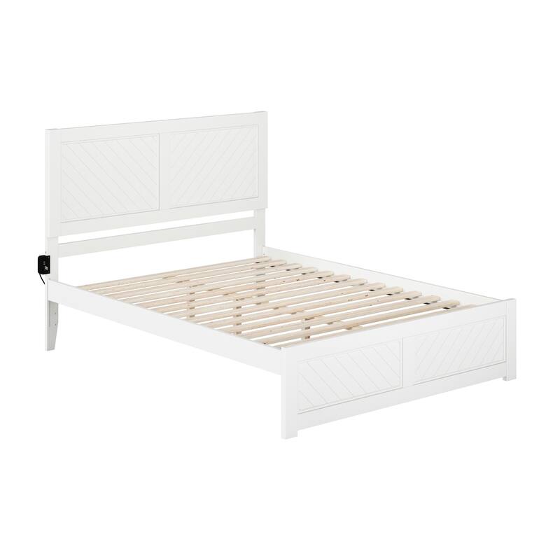 Platform Bed with Footboard - Allure Design, USB Charger, Modern Bedroom Furniture