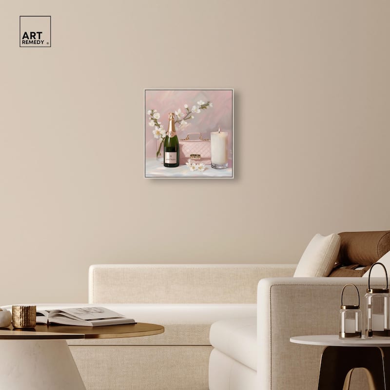 Pink Purse Champagne and Candle Canvas by Art Remedy