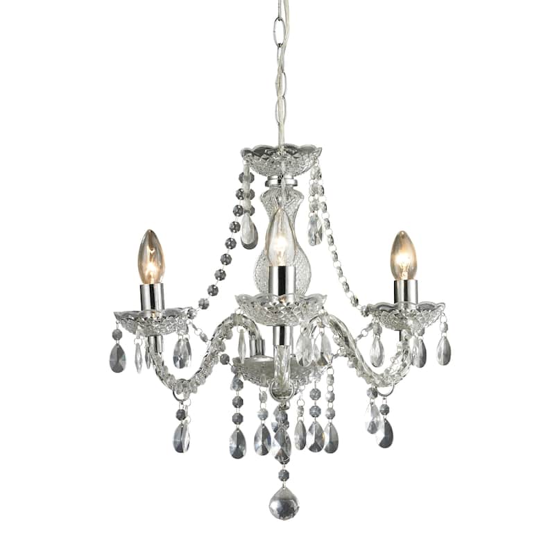 Elk Home Theatre Clear 16 Inch Wide 3 Light Chandelier - Chrome, Clear