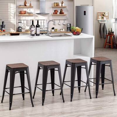 Andeworld Bar Stools 24 Inches ,Backless Bar Stools Set of 4
