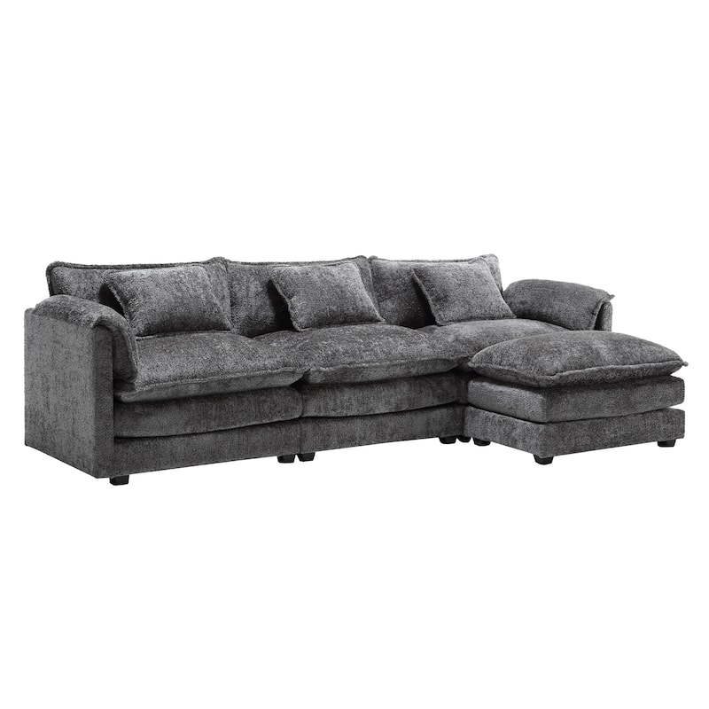 HOMEFUN 112" Oversized Chenille Upholstered L-Shaped Modular Sectional Sofa for Living Room