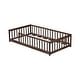preview thumbnail 15 of 84, Montessori Twin Size Toddler Floor Bed with Fence without Door, Open-row Design Wood Frame Platform Bed with Safety Guardrails