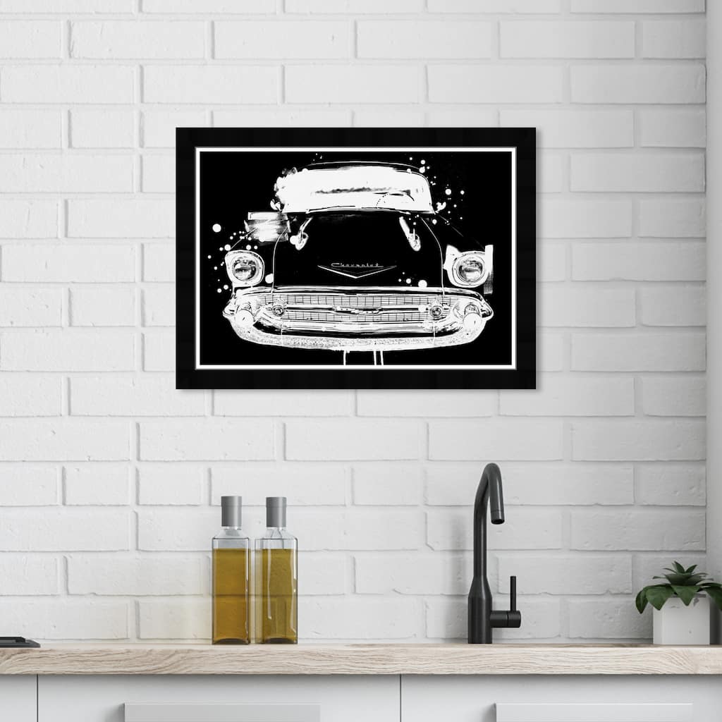 Wynwood Studio 'Vintage Car Noir' Transportation Wall Art Framed Print Automobiles - Black, White