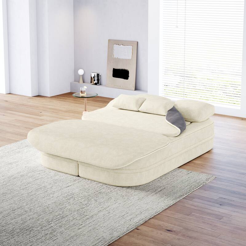 GDFStudio - Willoughby Chenille Foldable Sleeper Sofa Bed with Multi Functional Blanket