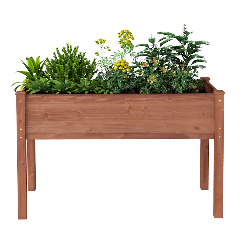 48x24x30 inch Raised Garden Bed with Legs, Elevated Wooden Planter Box for Outdoor Plants Flowers Fruits Vegetable Herb Growing