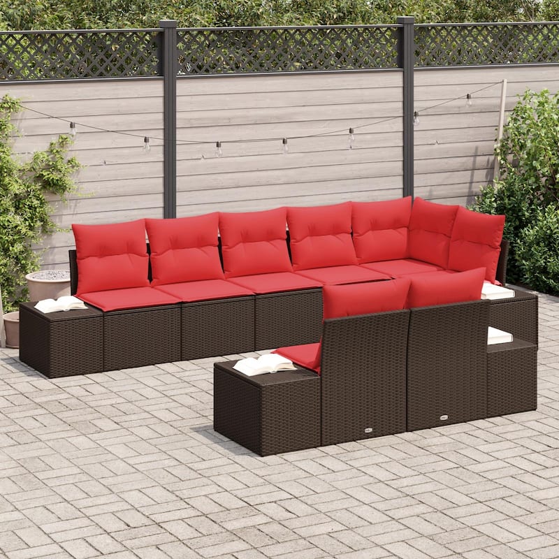 vidaXL 9 Piece Garden Sofa Set with Cushions - 125.6×60.6×27.2