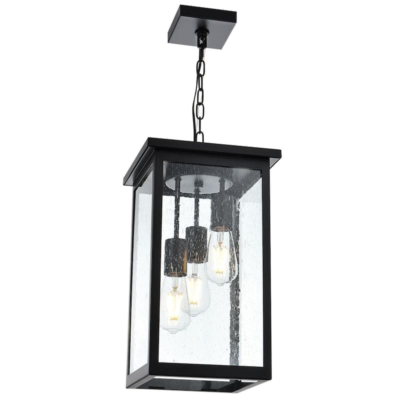 Outdoor Pendant Light Fixture, Exterior Chandelier Hanging Lantern for Front Porch, Anti-Rust Waterproof Farmhouse Ceiling Lamp