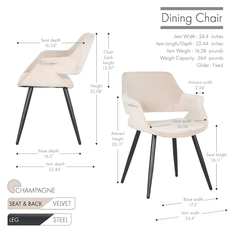 Porthos Home Fulco Velvet Mid-century Dining Chair