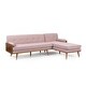 preview thumbnail 22 of 20, Fluhr Mid-century Modern Chaise Sectional by Christopher Knight Home Light Blush+Dark Walnut