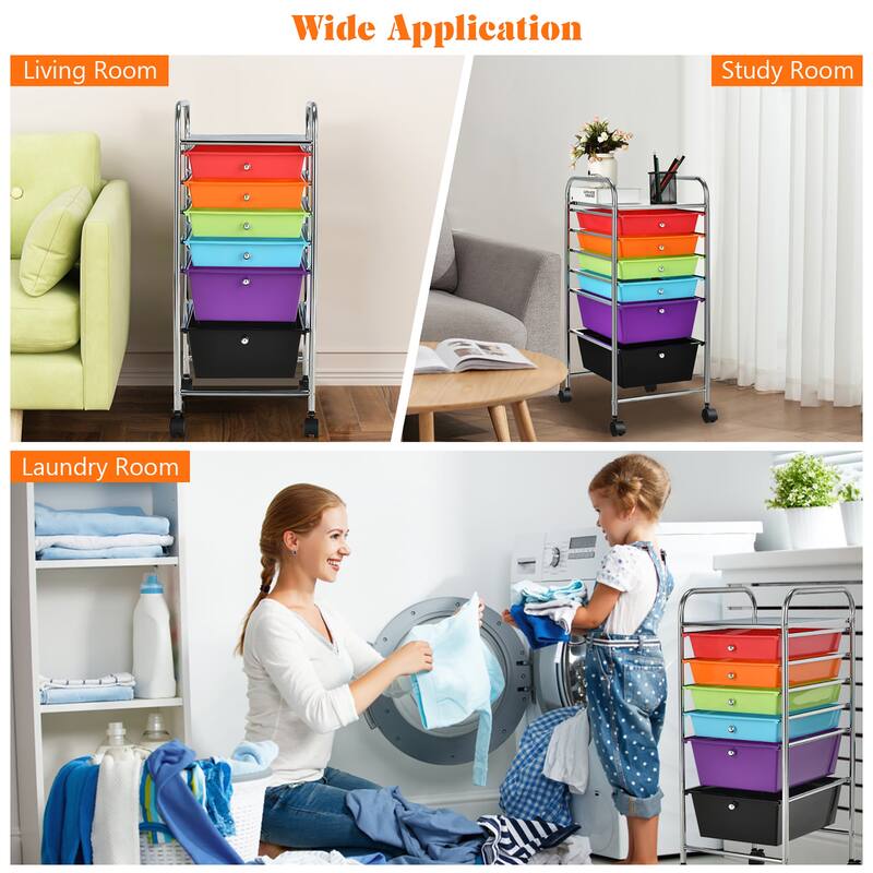 Costway 6 Drawer Rolling Storage Cart Scrapbook Paper Office Organizer