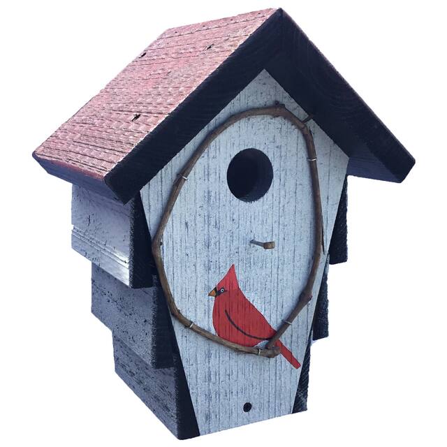 Pine Wood Corncrib Bird House - White