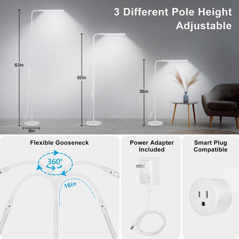 Floor Lamp, 15W/1800LM Bright LED Floor Lamp with Double Head