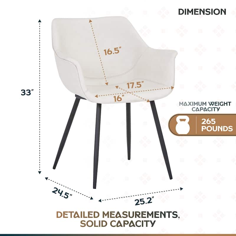 Markley Mid-Century Modern Vegan Leather Dining Chair - Waterproof Kitchen Side Chair with Matte Black Metal Legs