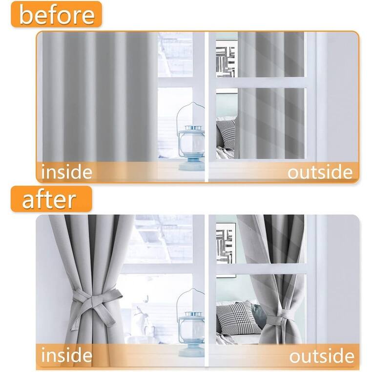 Silver Grey Blackout 60x84" Tiebacks