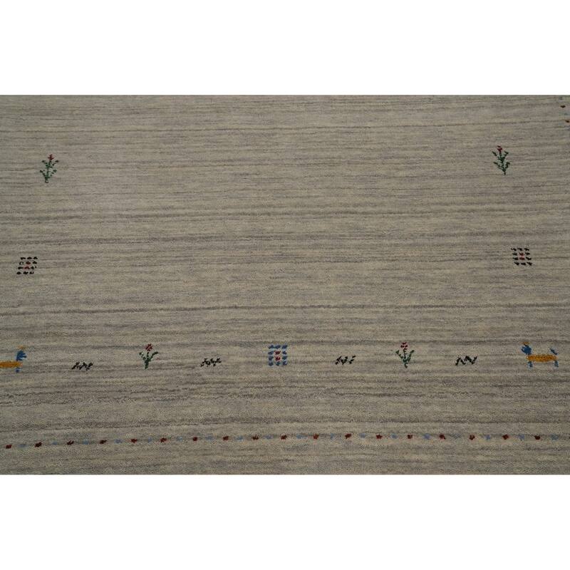 Hand Knotted Oriental 100% Wool Carpet Tribal Animal Pictorial Beige & Ivories Gabbeh Area Rug - 7' 9'' X 5' 0''
