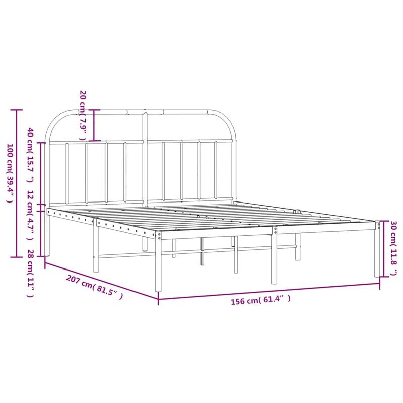 vidaXL 12 Inches Metal Bed Frame No Mattress